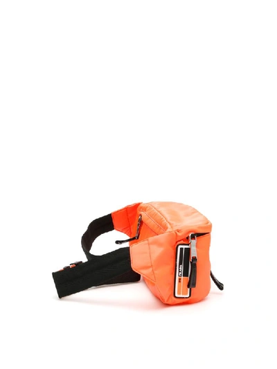 Shop Prada Nylon Beltbag With Logo In Arancio Fluo Nero (orange)