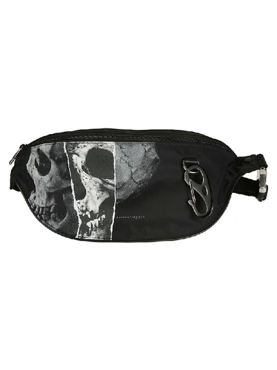 Shop Alexander Mcqueen Printed Belt Bag In Black/off White