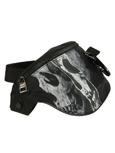 Shop Alexander Mcqueen Printed Belt Bag In Black/off White