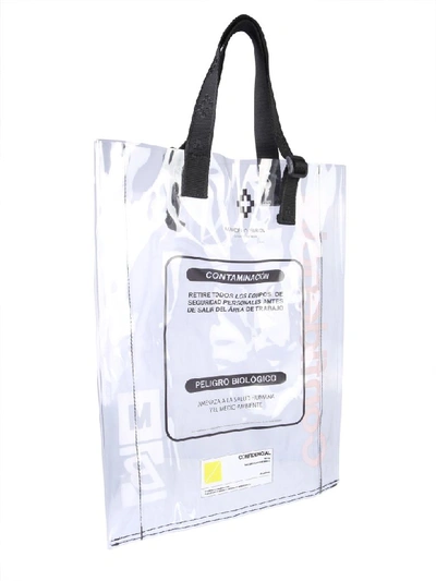 Shop Marcelo Burlon County Of Milan Warning Shopping Bag In Bianco