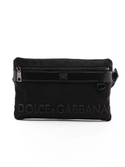 Shop Dolce & Gabbana Belt Bag Nylon In Nero/nero