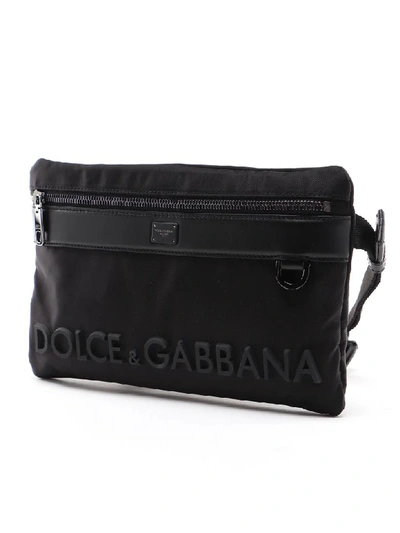 Shop Dolce & Gabbana Belt Bag Nylon In Nero/nero