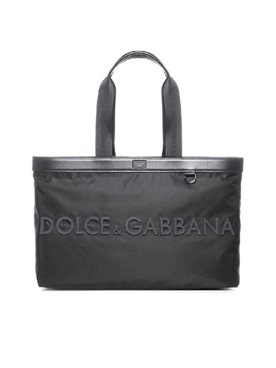Shop Dolce & Gabbana Nylon Tote In Nero Nero