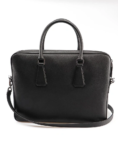 Shop Prada Briefcase Saffiano Travel In Nero