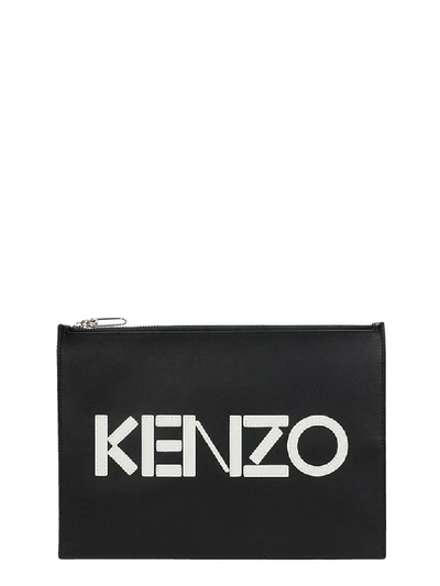 Shop Kenzo Black Leather Clutch Bag