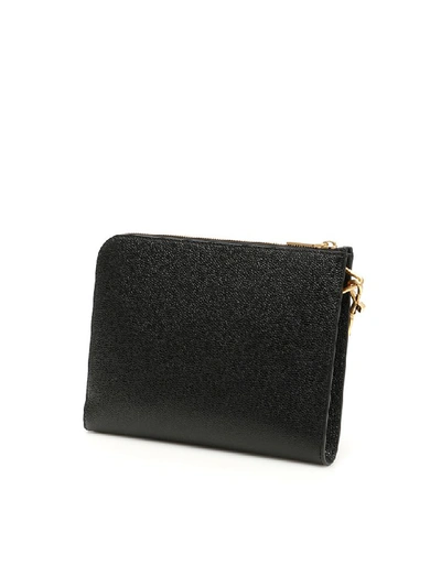 Shop Thom Browne Small Grain Leather Pouch In Black (black)