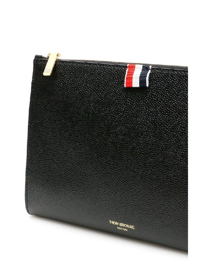 Shop Thom Browne Small Grain Leather Pouch In Black (black)