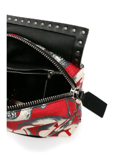 Shop Valentino Undercover Skull Messenger Bag In Rouge Pur Nero (white)