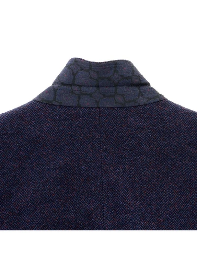 Shop Etro Single-breasted Two-button Jersey Bone Jacket In Blue