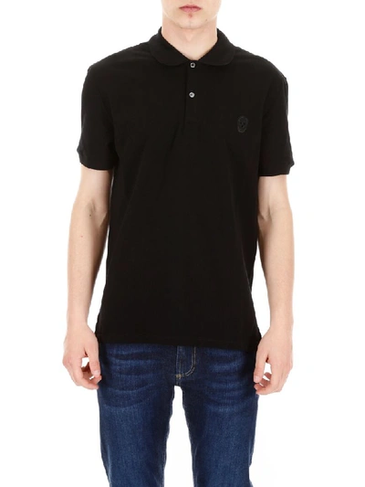 Shop Alexander Mcqueen Skull Patch Polo Shirt In Black (black)