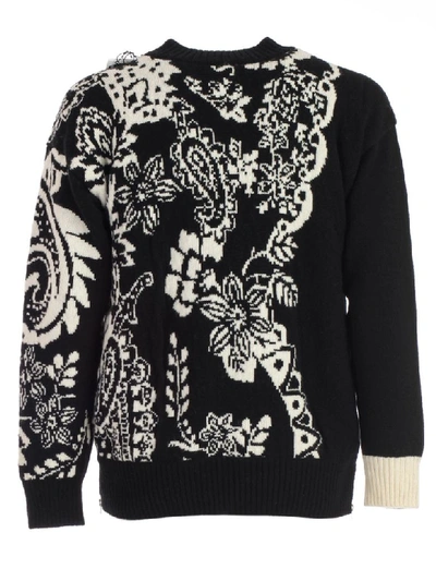 Shop Sacai Sweater Floral Drinting In Black