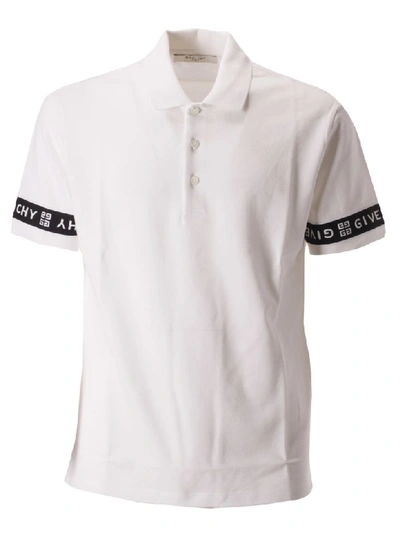 Shop Givenchy Logo Sleeve Polo Shirt In White