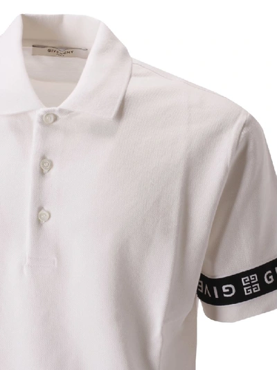 Shop Givenchy Logo Sleeve Polo Shirt In White