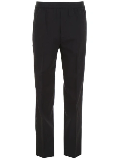Shop Helmut Lang Trousers With Side Band In Black White (black)