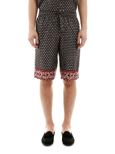 Shop Dolce & Gabbana Bandana Print Shorts In Bandana 24 F Rosso (black)