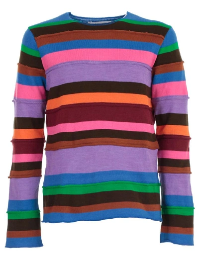 Shop Comme Des Garçons Shirt Sweater L/s Crew Neck W/stripes In Mix