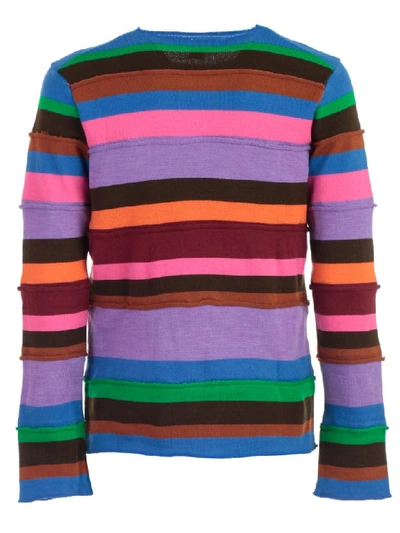 Shop Comme Des Garçons Shirt Sweater L/s Crew Neck W/stripes In Mix