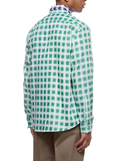 Shop Marni Checked Shirt In Verde Blu Bianco