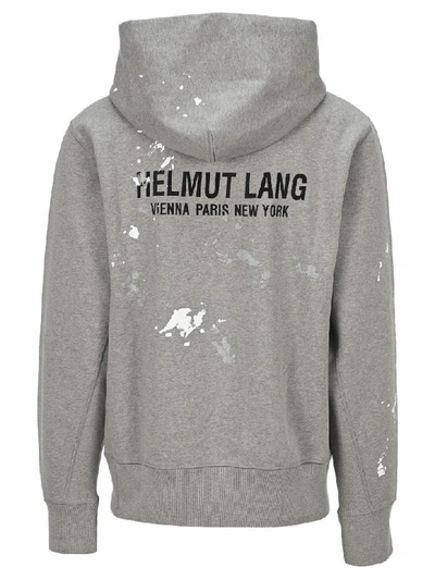 Shop Helmut Lang Paint-splatter Logo Hoodie In Grey Multi