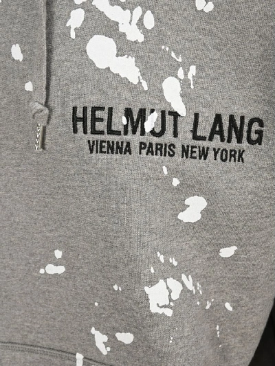 Shop Helmut Lang Paint-splatter Logo Hoodie In Grey Multi