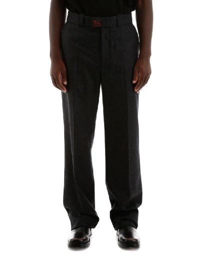 Shop Raf Simons Wool Trousers In Dark Grey (grey)