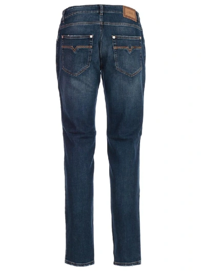 Shop Versace Jeans Skinny In Blu Scuro