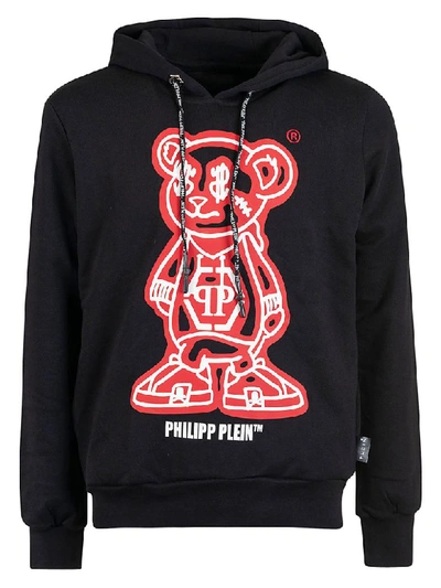 Shop Philipp Plein Teddy Bear Hooded Sweatshirt In Black/red