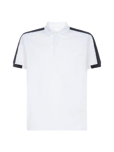 Shop Prada Logo Band Polo Shirt In Bianco