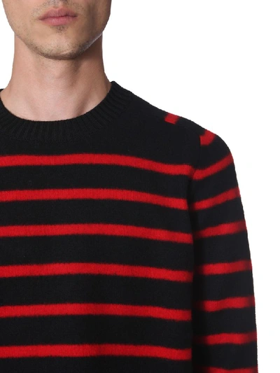 Shop Saint Laurent Striped Sweater In Nero