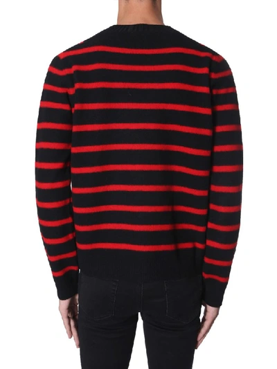 Shop Saint Laurent Striped Sweater In Nero