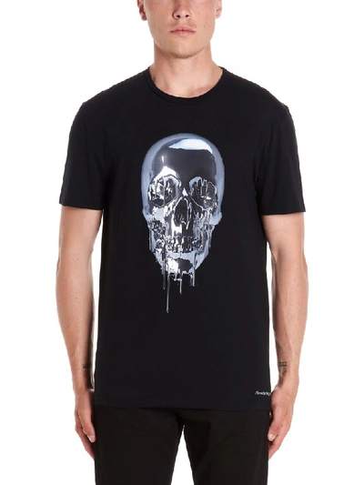 Shop Alexander Mcqueen Metallic Skull T-shirt In Black