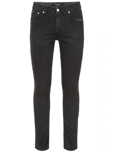 Shop Alexander Mcqueen Jeans With Logo Embroidery In Grey Washed (black)