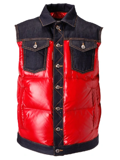 Shop Dsquared2 Padded Gilet In Red/blue