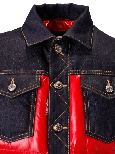 Shop Dsquared2 Padded Gilet In Red/blue