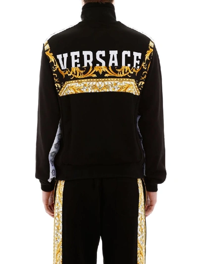 Shop Versace Track Jacket With Barocco Print In F Do Nero Stampa Oro (black)