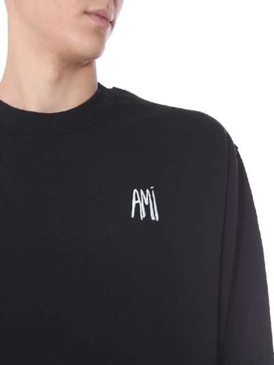 Shop Ami Alexandre Mattiussi Round Neck Sweatshirt In Nero