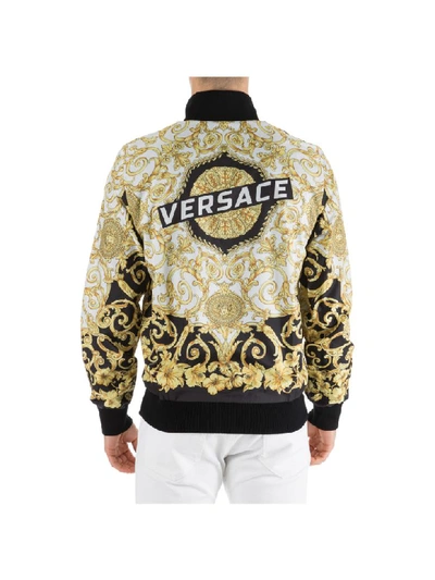 Versace Baroque Print Double Face Padded Blouson Jacket In Nero | ModeSens