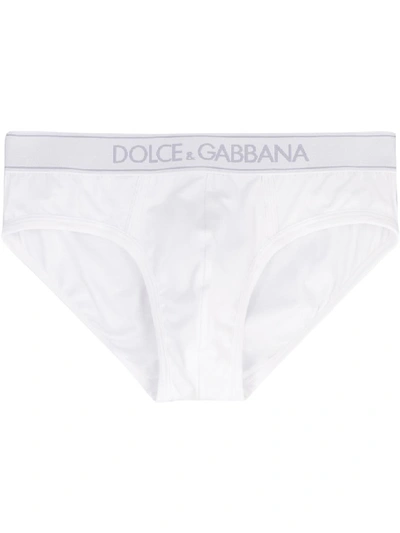 Shop Dolce & Gabbana Stretch Cotton Briefs In White