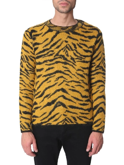 Shop Saint Laurent Zebra Print Sweater In Giallo