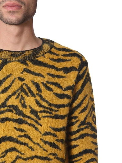 Shop Saint Laurent Zebra Print Sweater In Giallo