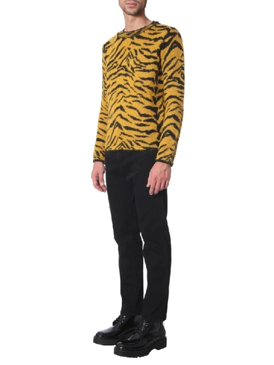 Shop Saint Laurent Zebra Print Sweater In Giallo