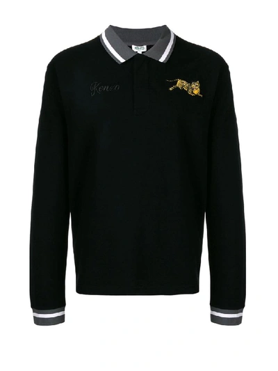 Shop Kenzo Jumping Tiger Polo In Black