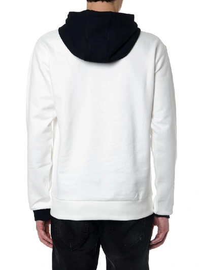 Shop Calvin Klein Blue And White Cotton Sweatshirt With Hood And Logo Print In Navy/white/red