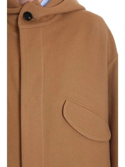 Shop Lanvin Coat In Leather Color Wool