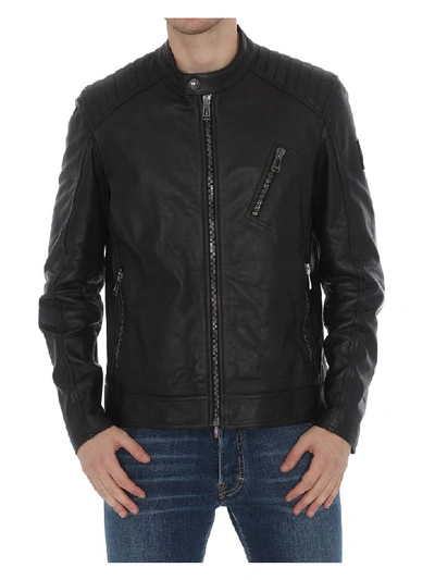 Shop Belstaff Leather Jacket In Black