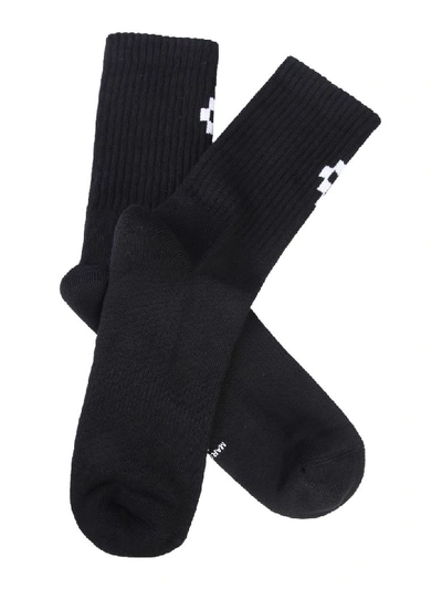 Shop Marcelo Burlon County Of Milan Terry-cloth Socks With Logo In Nero