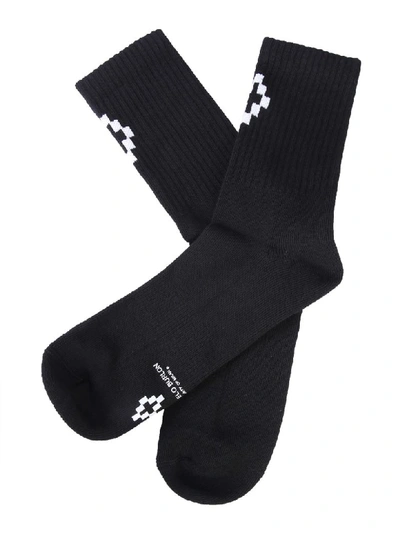 Shop Marcelo Burlon County Of Milan Terry-cloth Socks With Logo In Nero