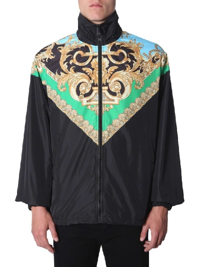 Shop Versace High Neck Jacket In Multicolor