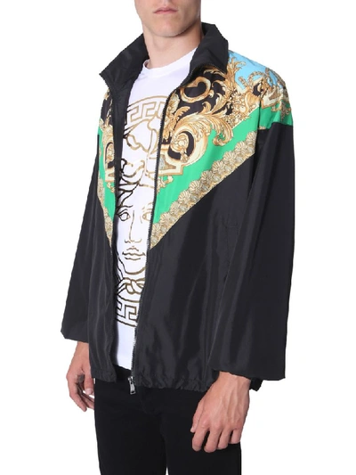 Shop Versace High Neck Jacket In Multicolor