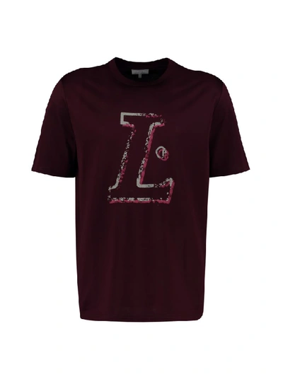 Shop Lanvin Printed Cotton T-shirt In Burgundy